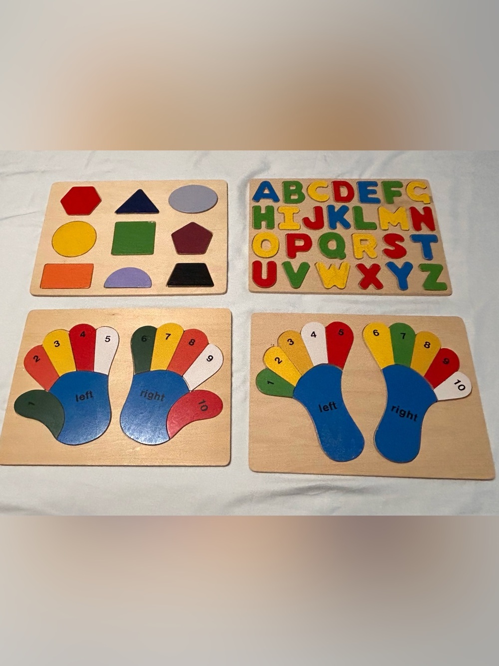 Educational Wooden Kids Puzzle Set - Multicolor Alphabet & Shapes